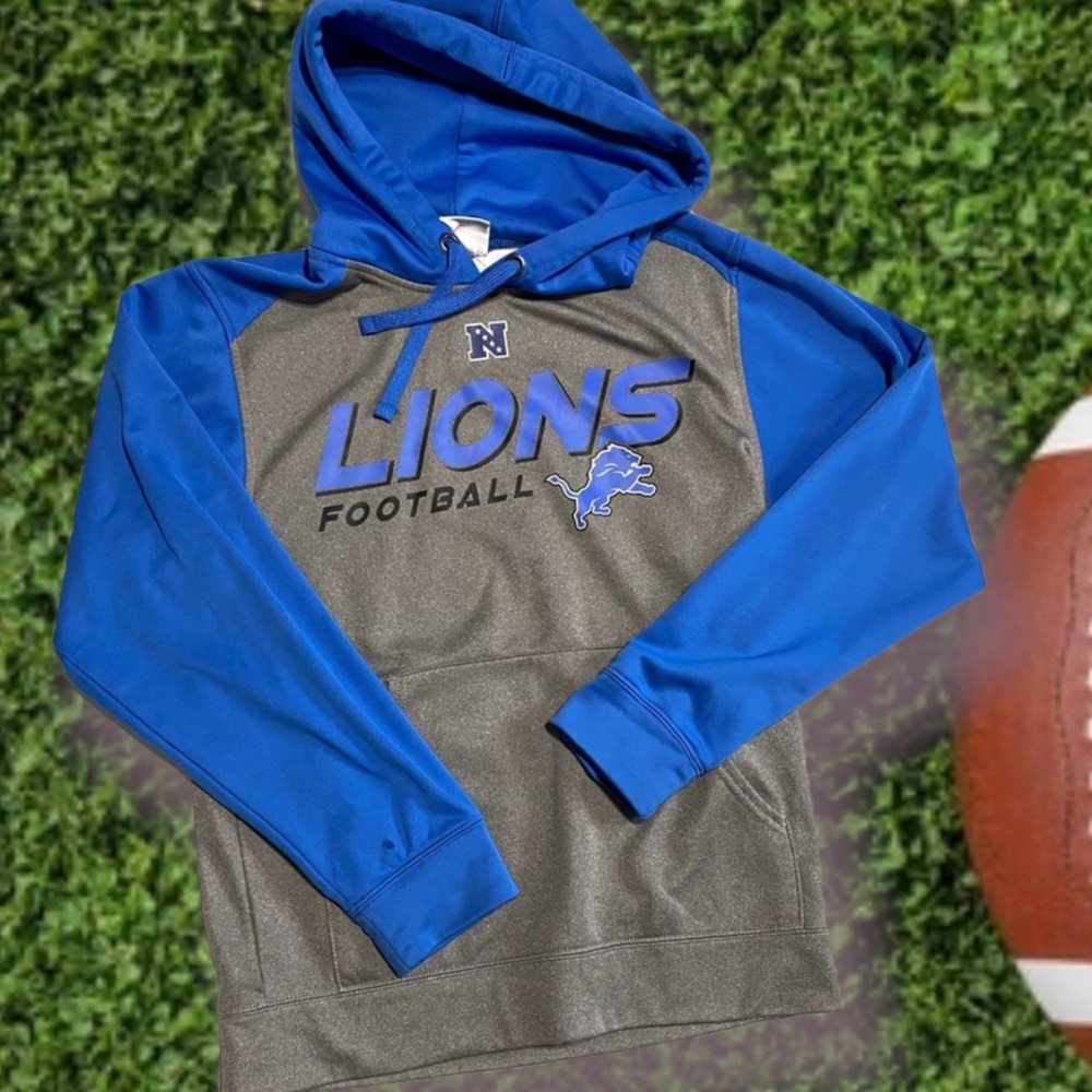 Detroit lions grey blue Hoodie S - Picture 2 of 8